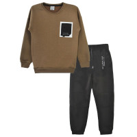 Костюм спортивный для мальчика утепленный арт.3417  размерный ряд 30/122-36/140 цвет бежевый