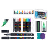 Маркеры для скетчинга акриловые (MC Basir)  Piano Премиум 12цветов кисть пластик.PM-101-12