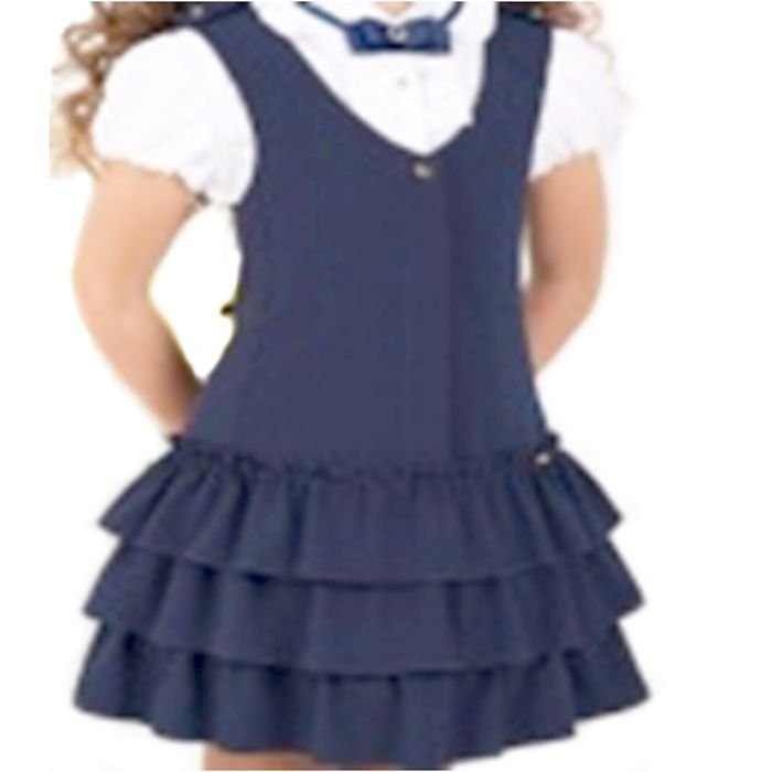 Сарафан для девочки (ГЕРМИОНА) ткань 15 арт.5154-15 размер 34/140 цвет черный/полоса