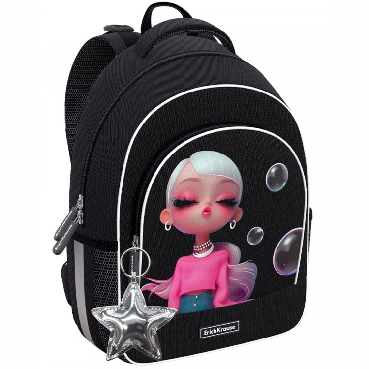 Рюкзак для девочек школьный (ErichKrause) ErgoLine Bubble Girl 39x28x14 см арт.64879