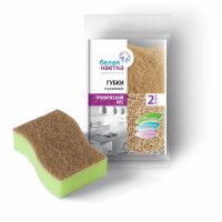 Губки для посуды 2 штуки в упаковке Белая кветка "Тропический лес" Экосизаль