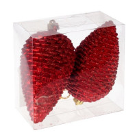 Фигурка на ёлку пластик 12см "Шишка" 02шт/наб. цв.красный арт.722850