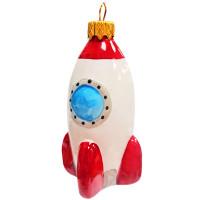 Украшение на ёлку стекло (серия Премиум) 10см "Космическая ракета" п/у арт.ФУ-775