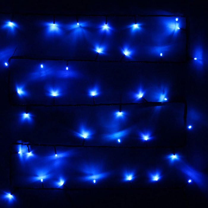 Гирлянда электрическая уличная точечная 07м 80LED цвет синий (темный провод) 8режимов артемный 196-116