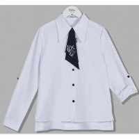 Блузка для девочки (Делорас) длинный рукав цвет белый арт.C63573 размерный ряд 34/134-46/170