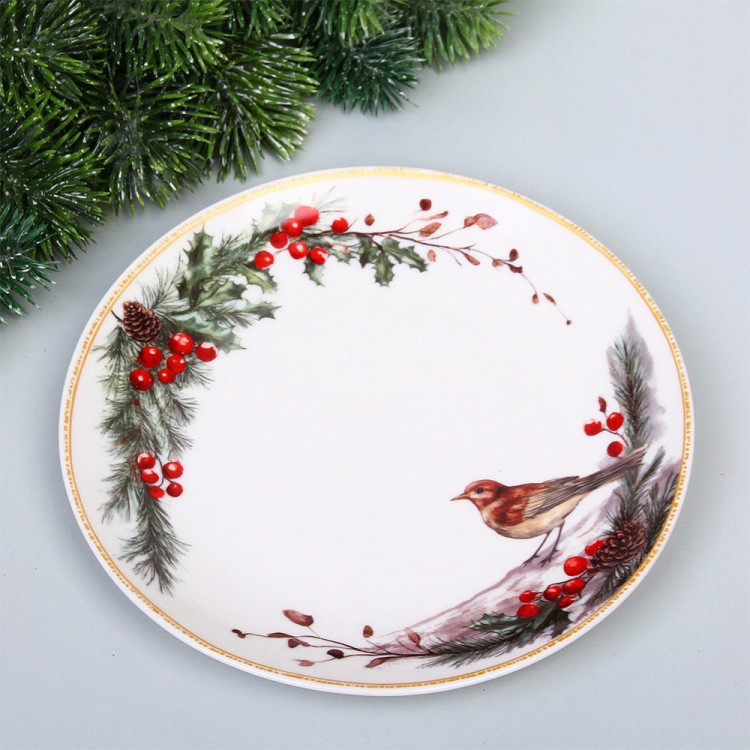 Тарелка керамическая "Зимняя мелодия" 20см арт.893-276