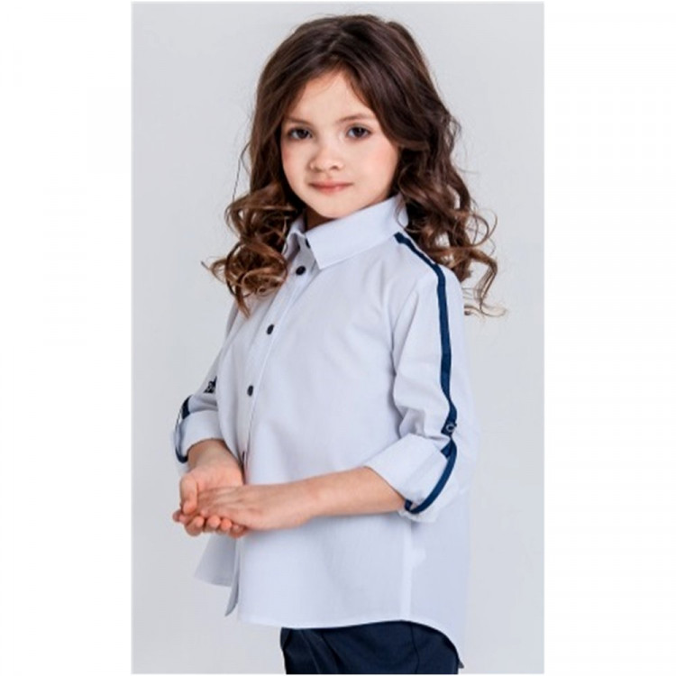 Блузка для девочки (Топтышка) длинный рукав цвет белый арт.5137 размерный ряд 34/134-42/158