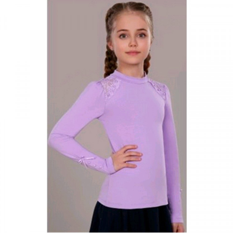 Блузка трикотаж для девочки (Jersey Lab) длинный рукав цвет сиреневый арт.13143 Алена размерный ряд 30/128-42/164