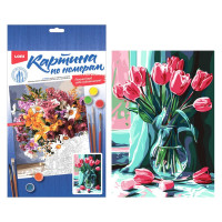 Картина по номерам 20x28,5см (LORI) Розовые тюльпаны арт.Кпн-410