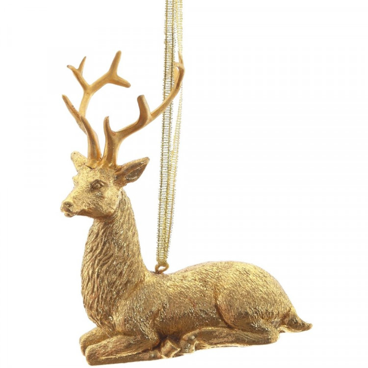 Украшение декор.подвеска фигурка "Олень" 10см цв.золотой арт.821666