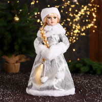 Игрушка декор. "Снегурочка" 43см с меховой муфтой, серебро/белый арт.7856772