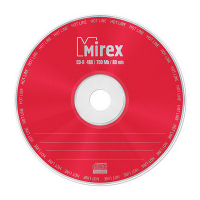 Диск  CD-R Mirex Hotline 700Мб 80мин 48x Cake Box (Ст.10) УПАКОВКА