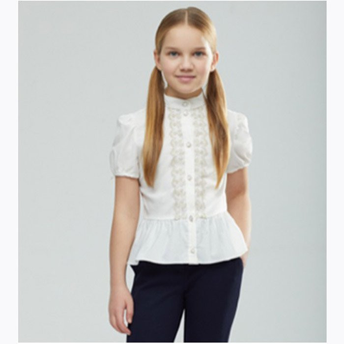 Блузка для девочки (СМЕНА) короткий рукав цвет молочный арт.18c758-FO размер 36/152
