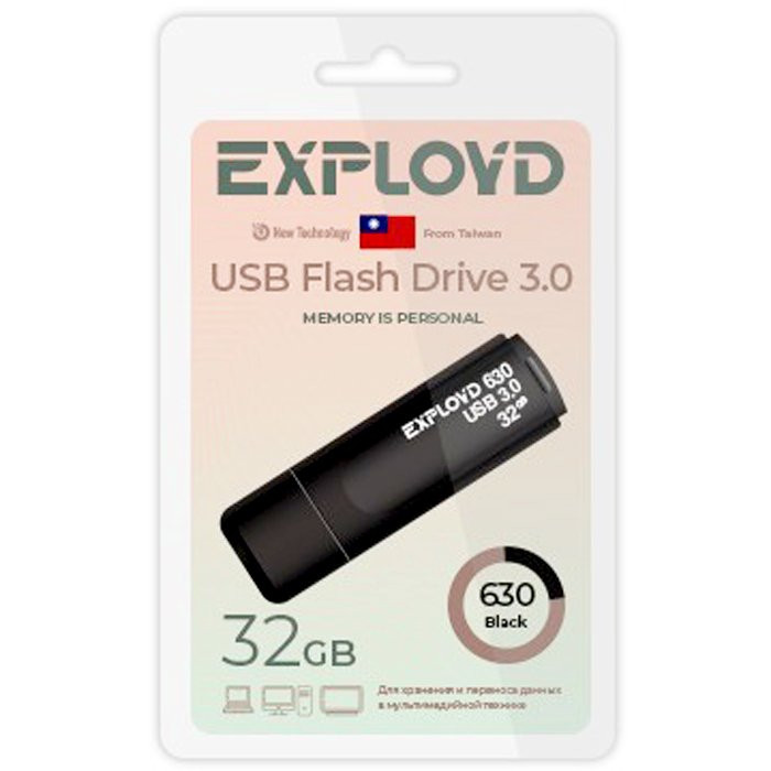 Флеш диск 32GB USB 3.0 Exployd 630 пластик черный