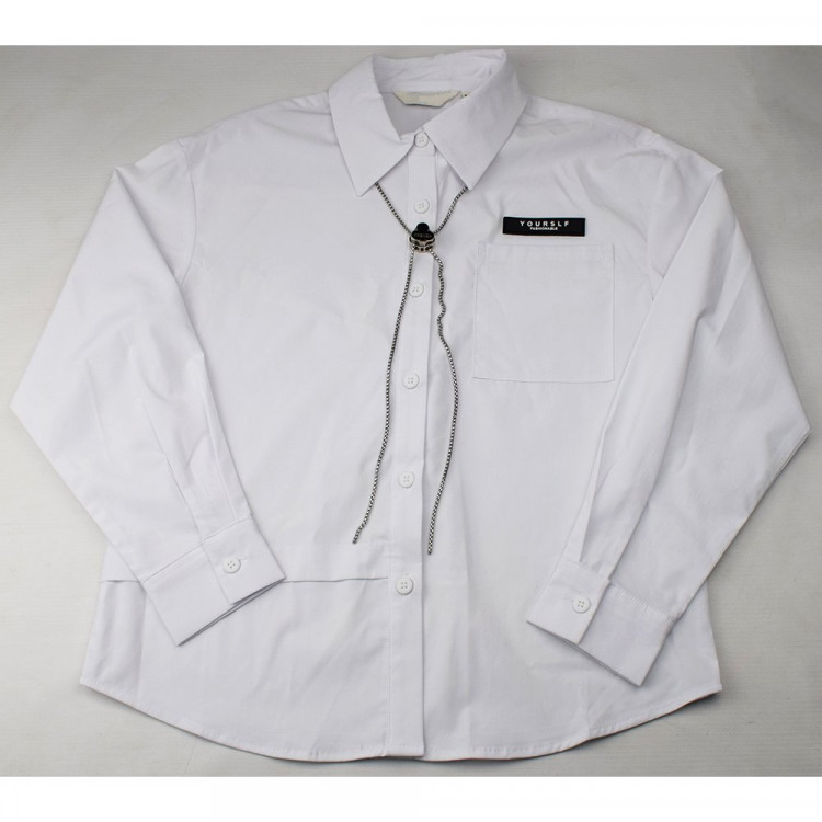 Блузка для девочки  (Kevin Young) длинный рукав цвет белый арт.R105022 размерный ряд 34/134-44/164