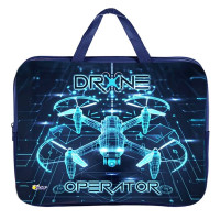 Папка А4 текстиль на молнии ручка-тесьма широкая боковинка Оникс Дрон арт.ПМД 4-20