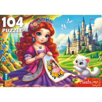 Пазл 104 элемента Принцесса за вышиванием (РК) арт.Ф104-4536