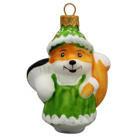 Украшение на ёлку стекло 10см "Белочка в шляпке" п/у арт.ФУ-550/1