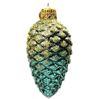 Украшение на ёлку стекло 09см "Шишка в снегу" изумруд глянец п/у арт.ФУ-2-90/242изумруд.гл.