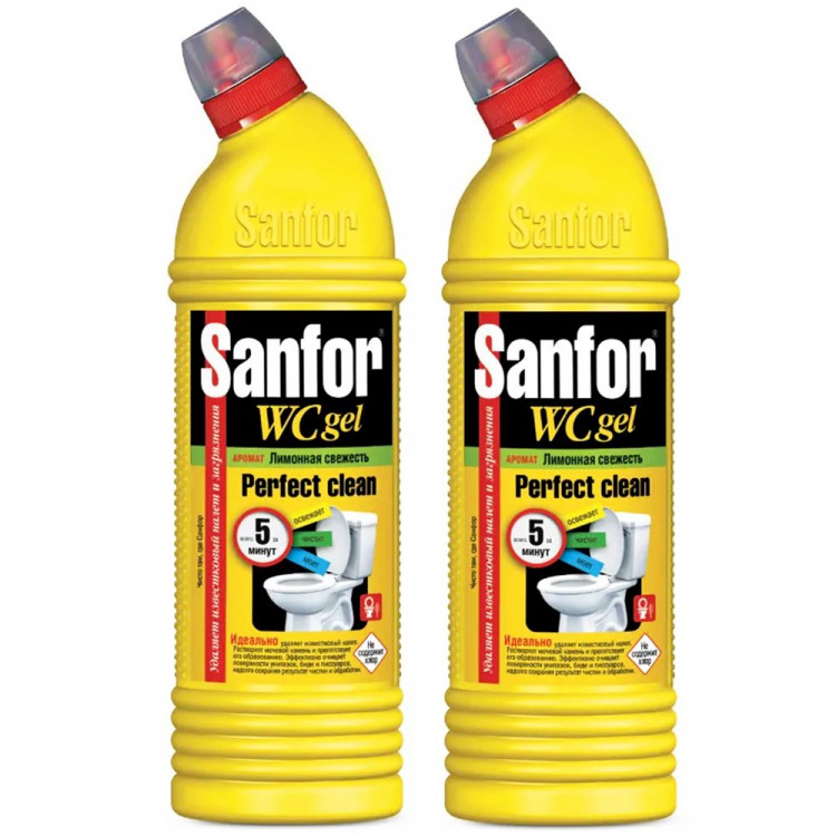 Чистящее средство для сантехники Sanfor 750г WC gel, лимонная свежесть арт.1550 (Ст.15)