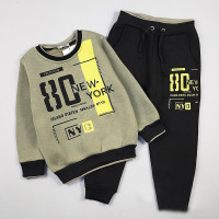 Костюм для мальчика (Bonne baby) артикул 70365 размерный ряд 24/92-28/110 (толстовка+брюки) цвет оливковый/черный