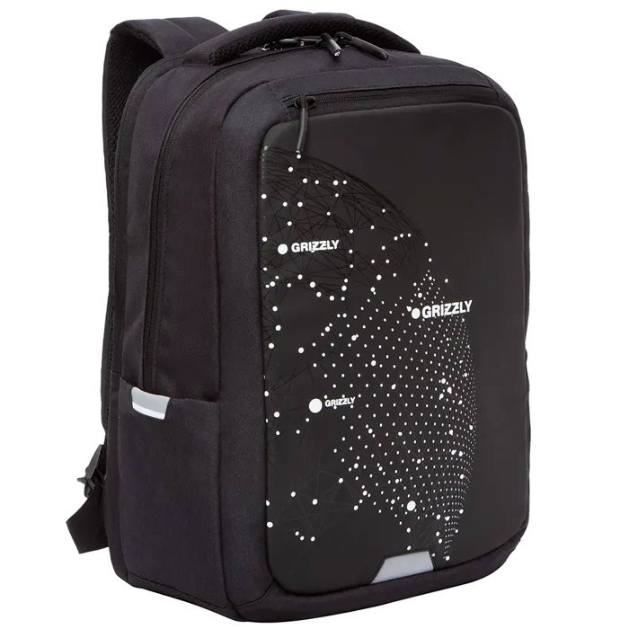 Рюкзак для мальчиков (Grizzly) арт RU-234-2/3 черный-фосфорный 29х41,5х18см