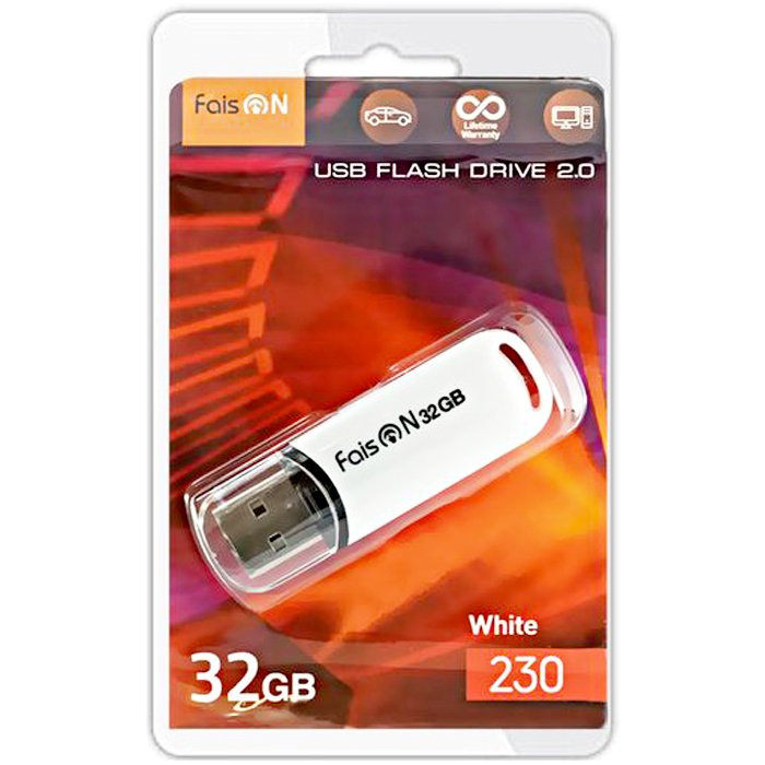 Флеш диск 32GB USB 2.0 FaisON 230 пластик белый