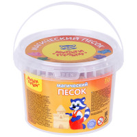 Магический песок желтый 500г 2 формочки (Мульти-Пульти) обладает кинетическим эффектом арт.ПС_15802