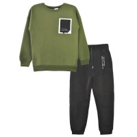 Костюм спортивный для мальчика утепленный арт.3417  размерный ряд 30/122-36/140 цвет хаки