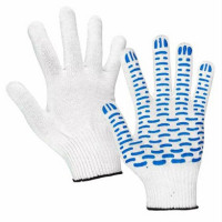 Перчатки хлопчатобумажные с ПВХ 10 класс 5 ниток волна белые 132 тэкс