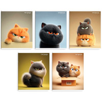 Тетрадь А5 клетка 48 листов скоба (Феникс) Котяры выборочный твин УФ-лак асс. арт.70945