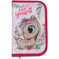 Пенал 1 отделение с 2 откидными планками (ЛИСТ-АРТ) Милый пони 130х210х35мм ткань арт.П2п-20-250т