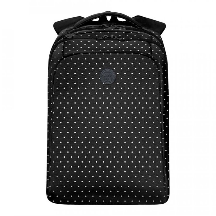 Рюкзак для девочка (Grizzly) арт.RD-044-51/1 черный - горох 26х39х17 см