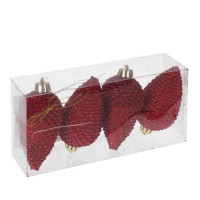 Фигурка на ёлку пластик 09см "Шишка" 04шт/наб. цв.красный арт.722847