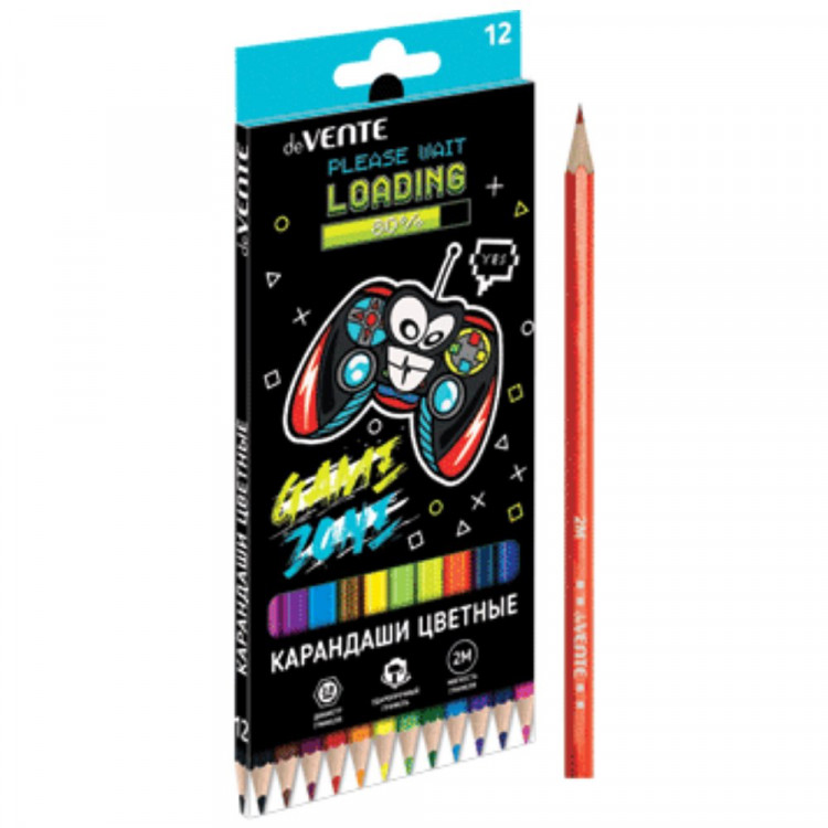 Карандаши цветные (deVENTE) Game Zone 12 цветов 2М 2,8 мм арт.5022322