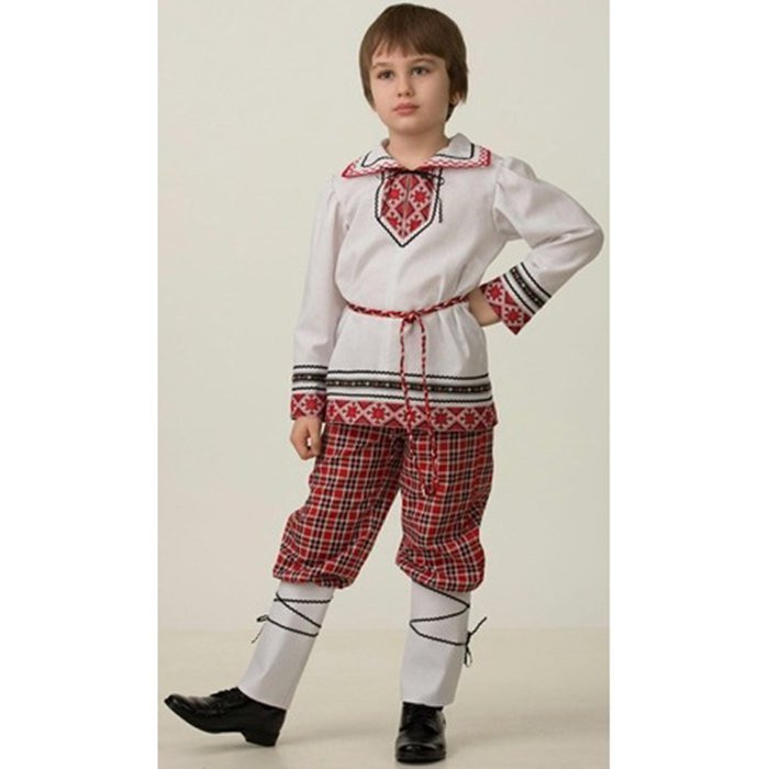 Костюм для мальчика Национальный костюм (рубашка,пояс,брюки,портянки) р.38/146 ткань арт.5601-152-76