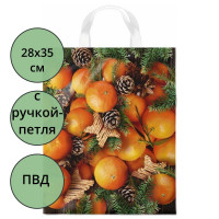 Пакет ПВД с ручкой петля "Аромат зимы" НГ 28*35 55мкм арт.ПТЛ70587