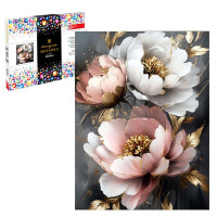 Алмазная мозаика 30х40см (Феникс) Пионы с золотом подрамник полное заполнение арт.70846