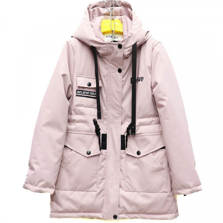 Куртка осенняя  для девочки (Yikai) арт. scs-889-2 размерный ряд 36/140-44/164  цвет розовый