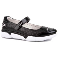 Туфли для девочки (Kapika) черный верх-искусственная кожа подкладка-натуральная кожа размерный ряд 33-37 артикул 23810п-1