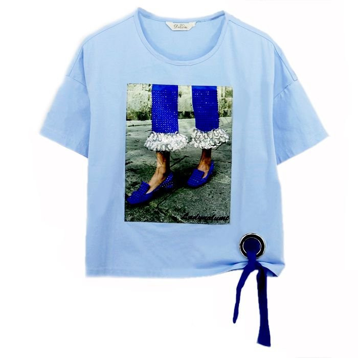 яяяФутболка для девочки арт. Делорас 20571 размер 42/158 цвет голубой