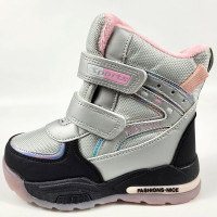 Ботинки для девочки ( B&G) серый верх-искусственная кожа подкладка -натуральный мех артикул dz-F357-8Q