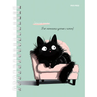 Записная книжка А6 твердая обложка на гребне 80 листов (Prof-Press) Уютный котик глянцевая ламинация арт.80-2094