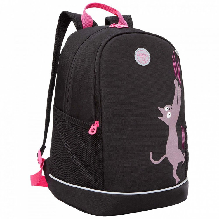 Рюкзак для девочек школьный (Grizzly) арт RG-363-11/1 черный 28х38х18 см