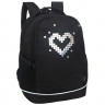 Рюкзак для девочек школьный (Grizzly) арт.RG-663-4/2 чёрный - голографический 28х38х18 см