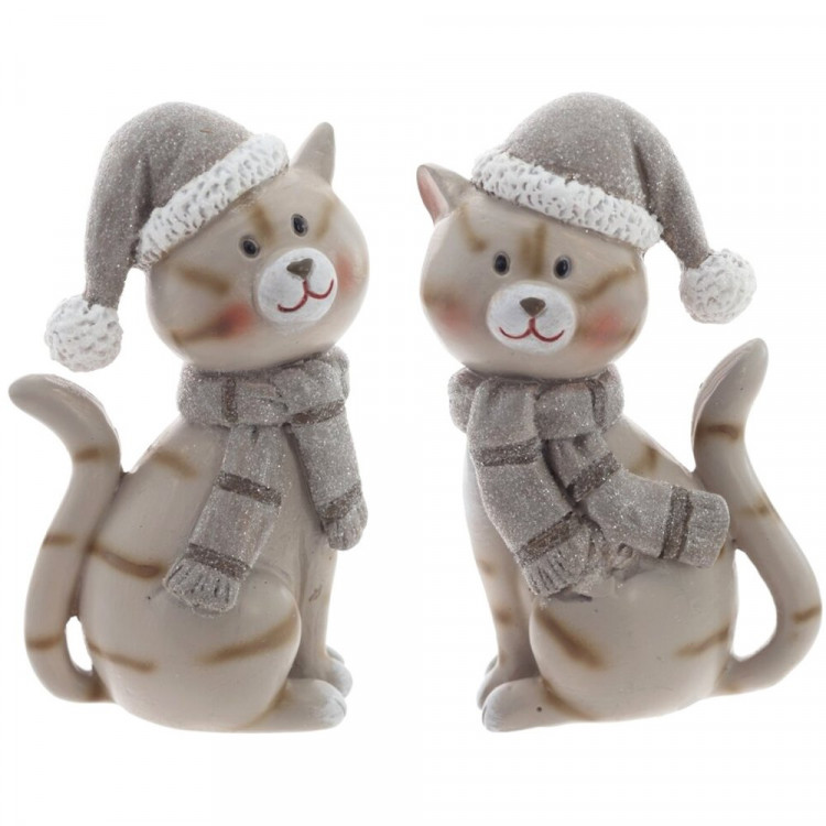 Статуэтка декоративная "Котёнок в шапочке и шарфе" 09см 2 вида арт.825217