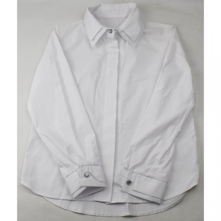 Блузка для девочки (Топтышка) длинный рукав цвет белый арт.5258 размерный ряд 34/134-42/158