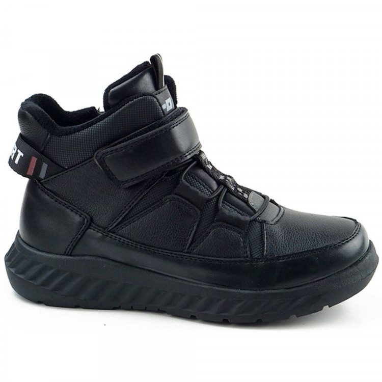 Ботинки для мальчика (B&G) черные верх-искусственная кожа подкладка - байка размерный ряд 32-37 арт.m-bg-E972-6A