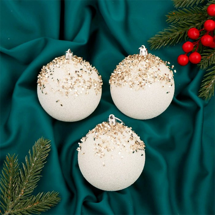 Набор шаров 03шт 08см "Новелла блеск" золото арт.6536881