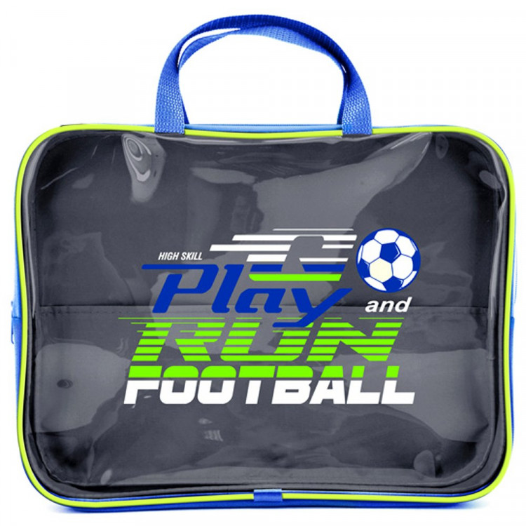 Папка А4 текстиль на молнии ручка-тесьма (ОНИКС) Play football  прозрачный полимер 350х265x40 мм арт ПМД 2-84